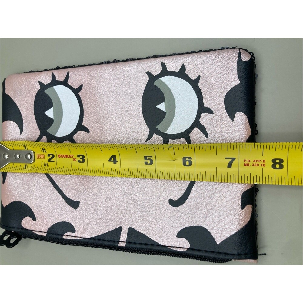 Betty Boop x Ipsy Makeup Bag Clutch Purse Black Sequin Top Zip Retro Wallet 5x7" - Picture 6 of 6